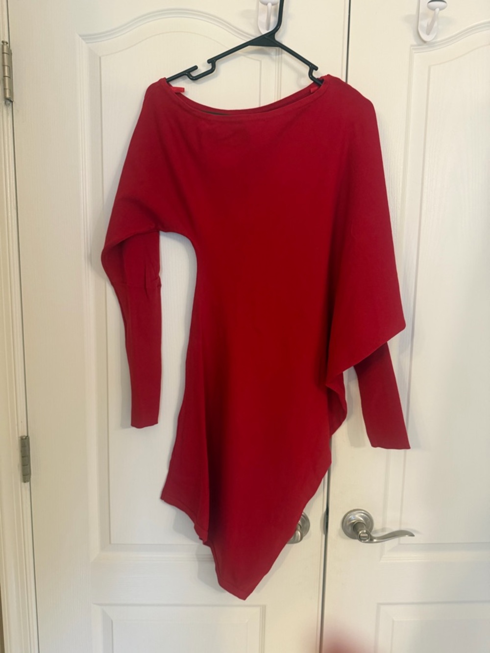 New York & Company Red Asymmetrical One-Shoulder Dress Gabrielle Union co.